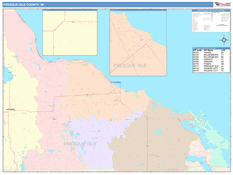 Presque Isle County, MI Digital Map Color Cast Style